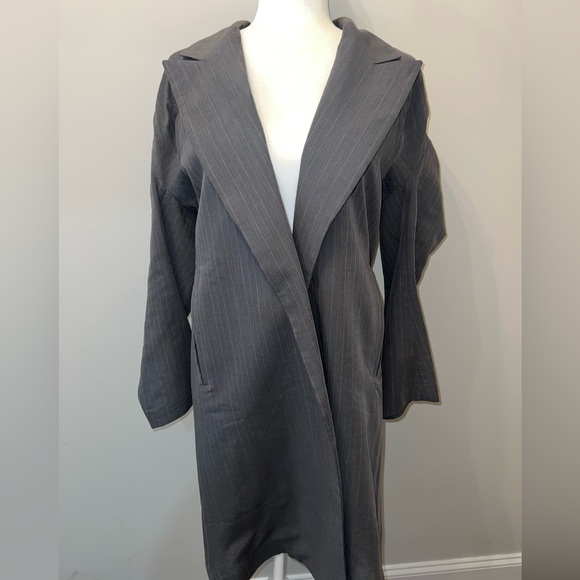Vintage 90s Yohji Yamamoto Grey pinstriped Blazer Coat ASO Carolyn Bessette CBK - Picture 2 of 12